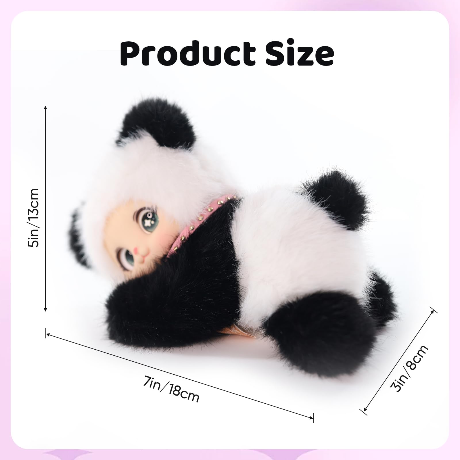 Furvana Cute Panda Stuffed Animal Doll Series, Vinyl Kawaii Panda Plush Pendant, Giftable for Kids, Boys, Girls Birthday Christmas
