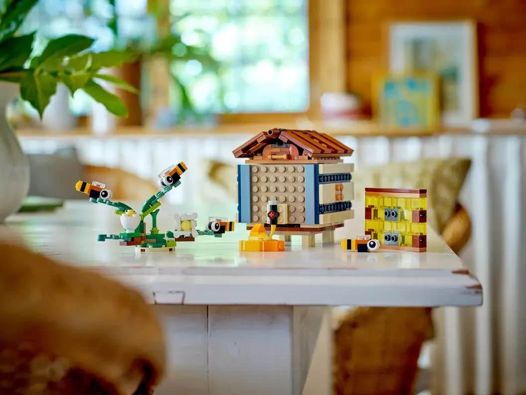 LEGO Creator 3in1 Birdhouse 31143, Birds to Hedgehog to Beehive Set, Forest Animal Figures, Building Toys for Kids Ages 8 Years and Over, Colorful Toy