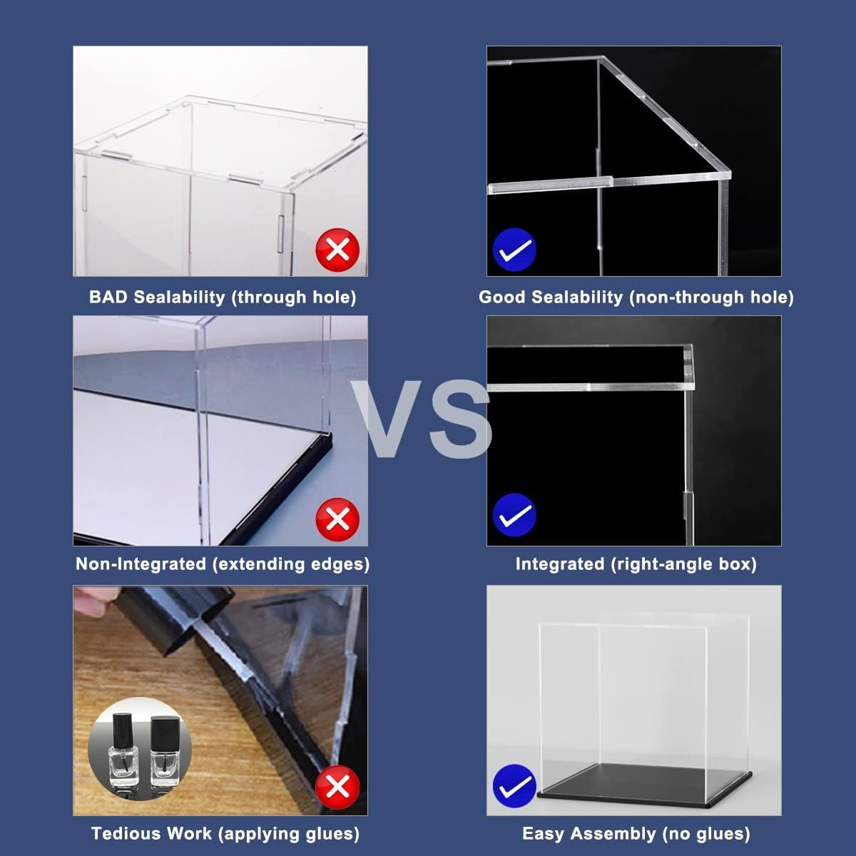 HEMYLU Acrylic Box with Matte Black Base, 5 inch Cube Clear Acrylic Display Case, Dust-Proof Display Case for Collectibles, Toys (5x5x5 inch)