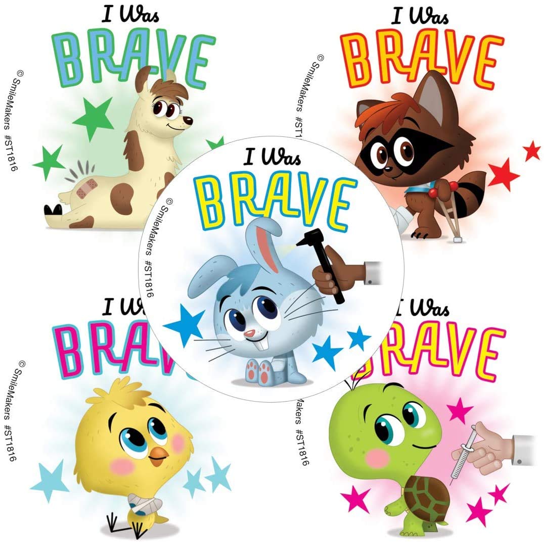 SmileMakers I was Brave Little Animals Stickers - Toys and Giveaways - 100 per Pack