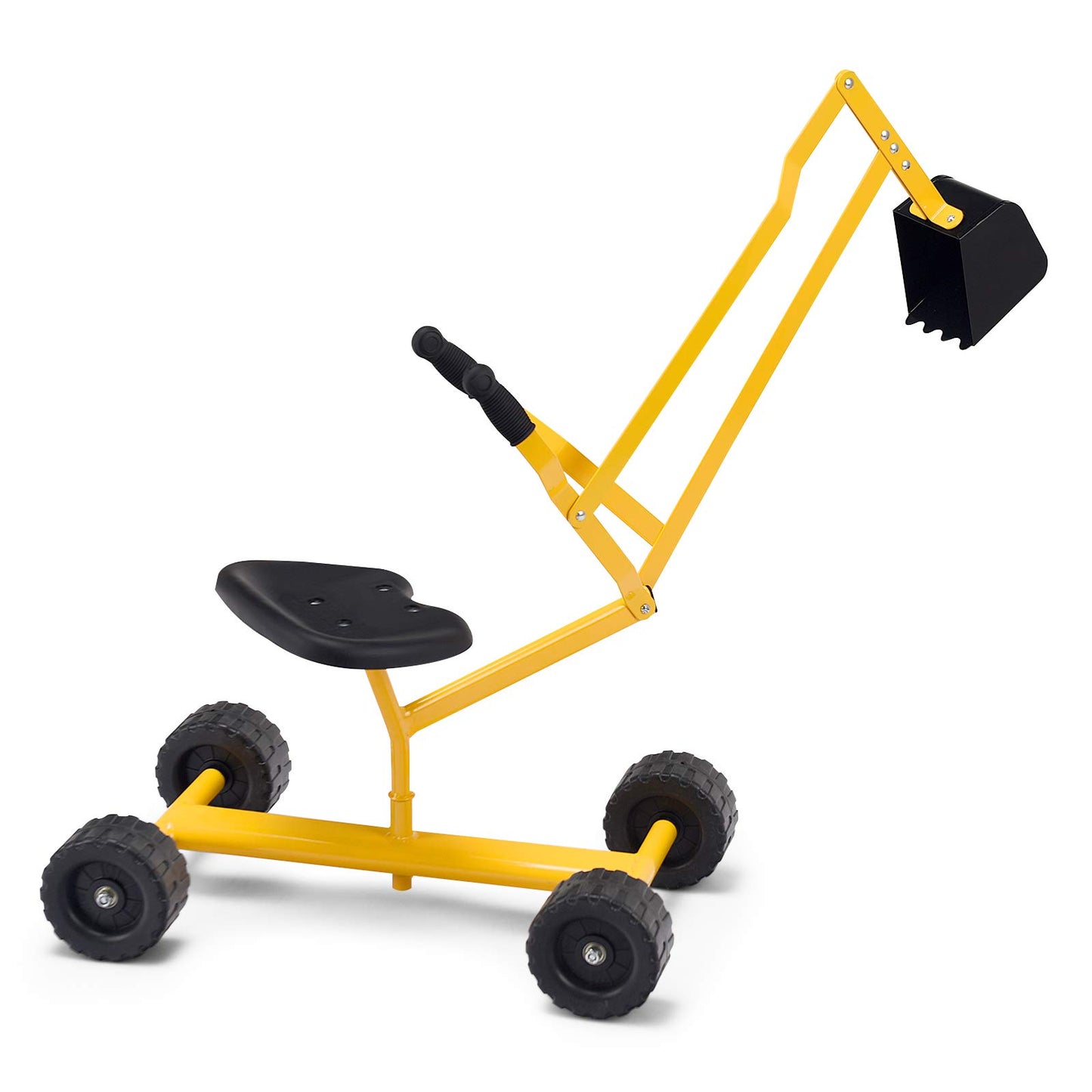 GLACER Kids Sand Digger with Wheels, Sandbox Excavator Crane with Rotatable Seat, Kids Ride on Swivel Digger for Dirt and Snow, Steel Digging Scooper