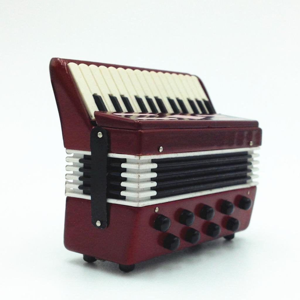 Yiju Miniature Instrument Model Toy, 1/12 Wooden Accordion, Dollhouse Artist