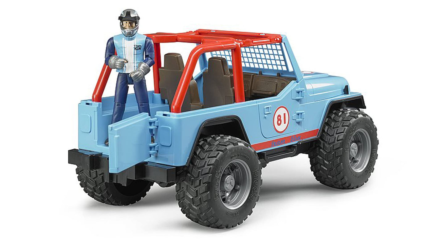 Bruder 02541 Jeep Cross Country Racer Blue with Driver, 1:16 Scale Toy Car