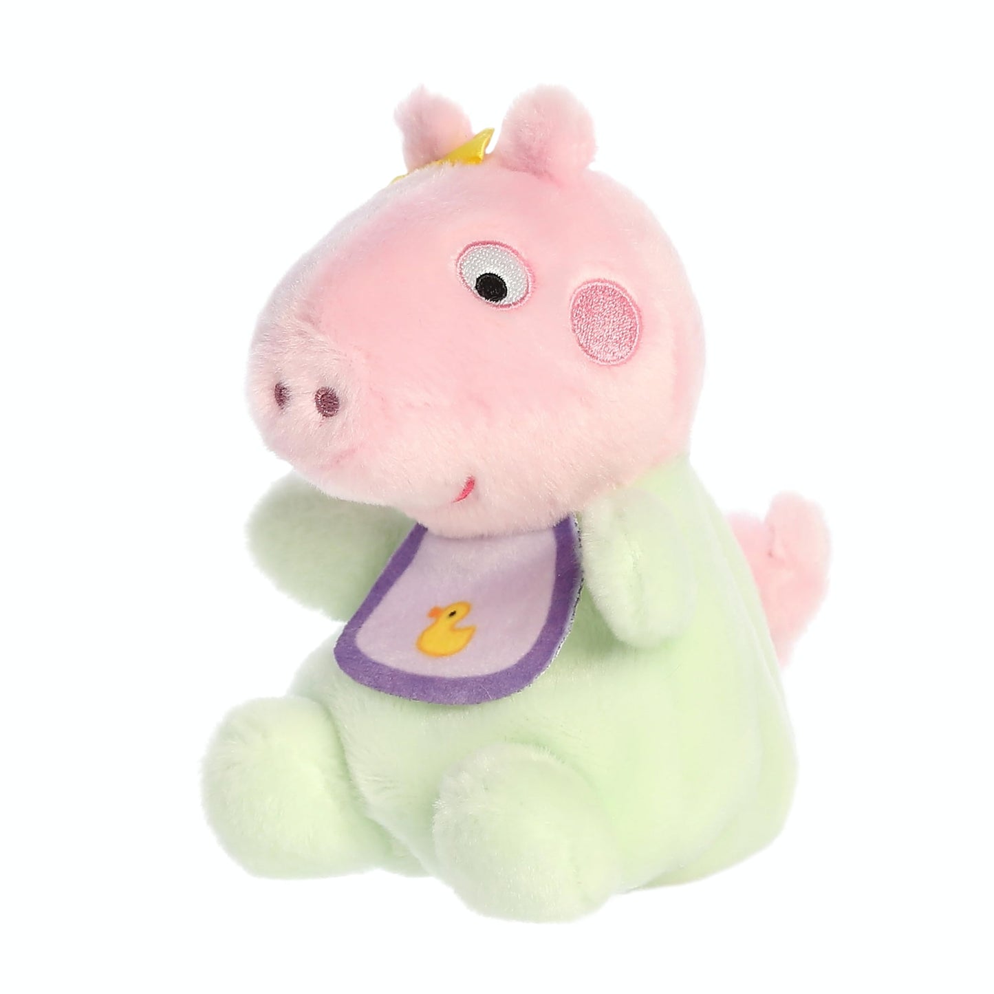 Aurora® Playful Peppa Pig™ Baby Evie with Bib Palm Pals™ Stuffed Animal - Officially Licensed Toys for All Fans - Perfect for Birthdays, Adults