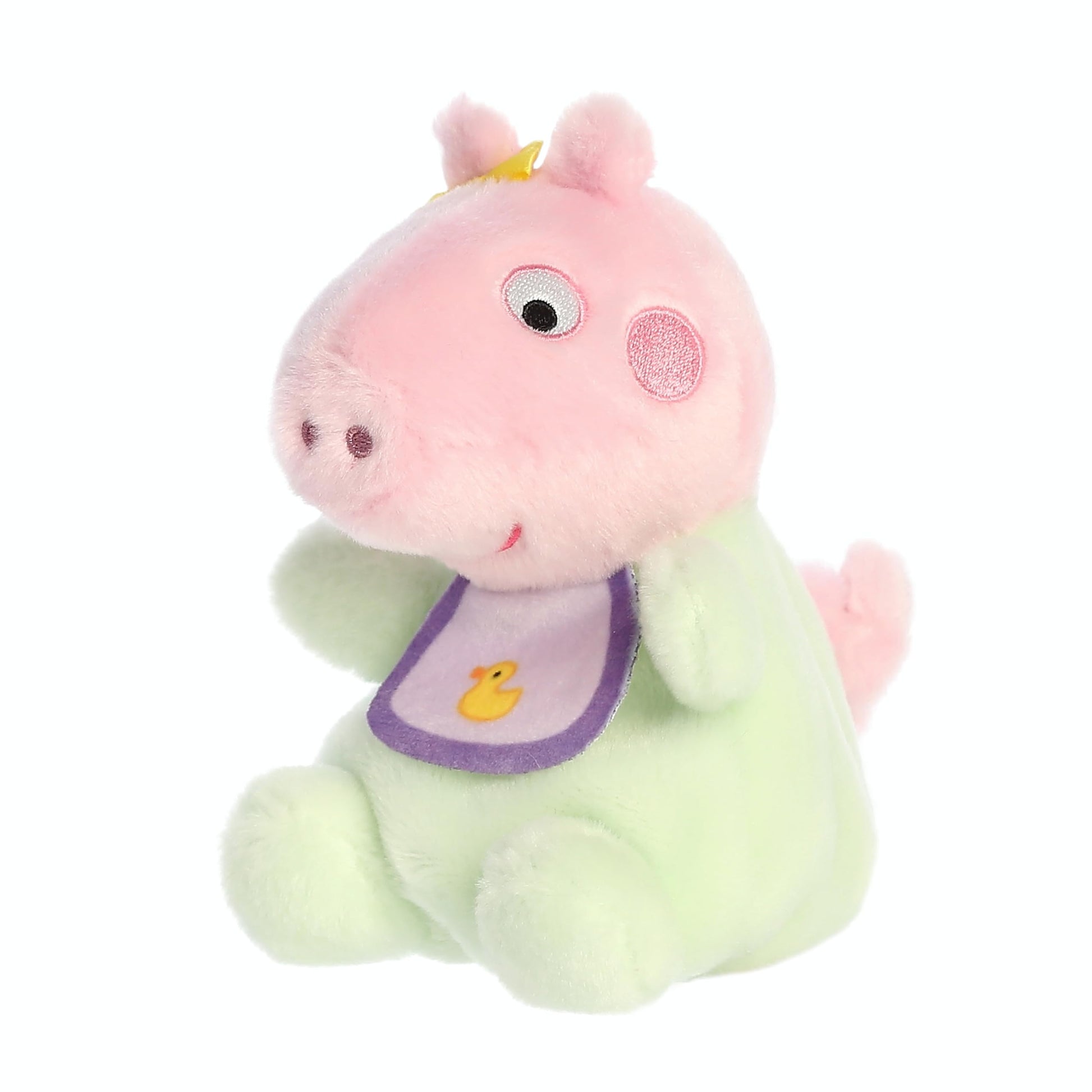 Aurora® Playful Peppa Pig™ Baby Evie with Bib Palm Pals™ Stuffed Animal - Officially Licensed Toys for All Fans - Perfect for Birthdays, Adults