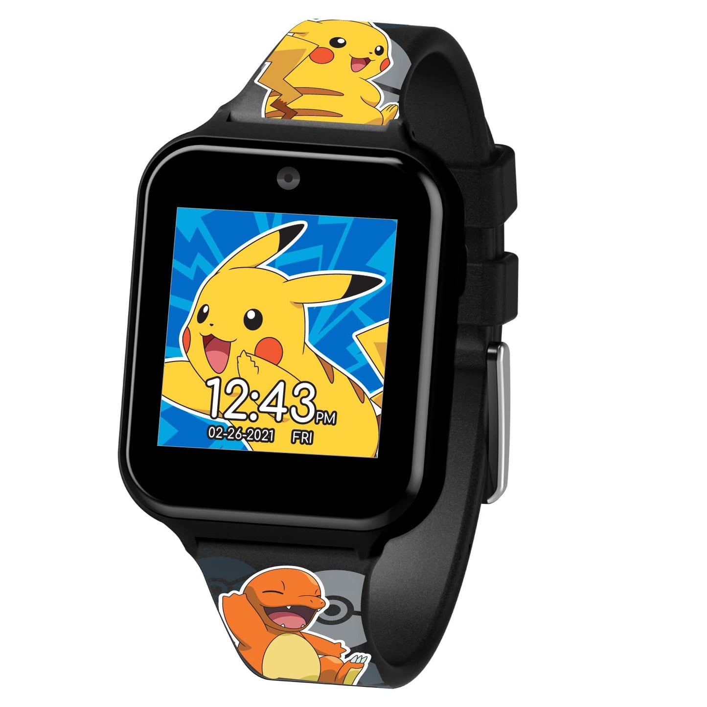 Pokémon Interactive Kids Smartwatch with Touchscreen, Interchangeable Pikachu & Friends Straps, Built-in Camera, Alarm, Stopwatch, Calculator, and 10