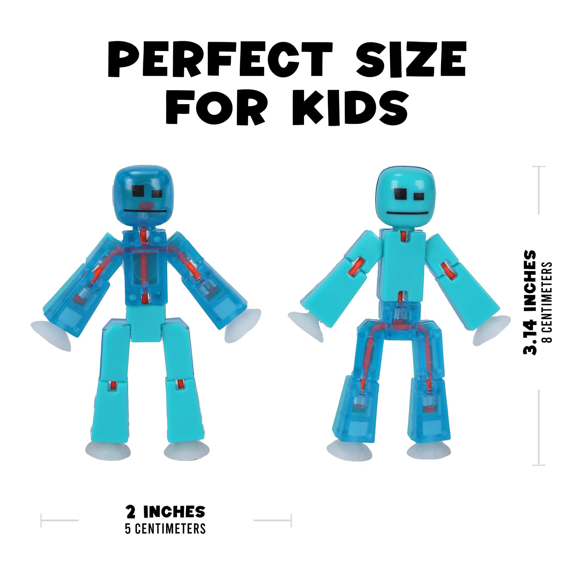 StikBot 6-Pack 2-Tone Series: Collectible Half-Clear & Half-Solid Action Figures - Poseable Stop-Motion Animation Toys with Dual-Sided Faces
