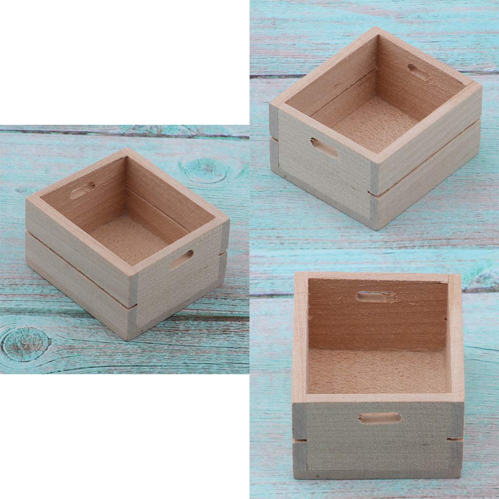 SM SunniMix 1/12 Scale Wooden Food Basket Miniatures Dollhouse Decoration, Pack of 3