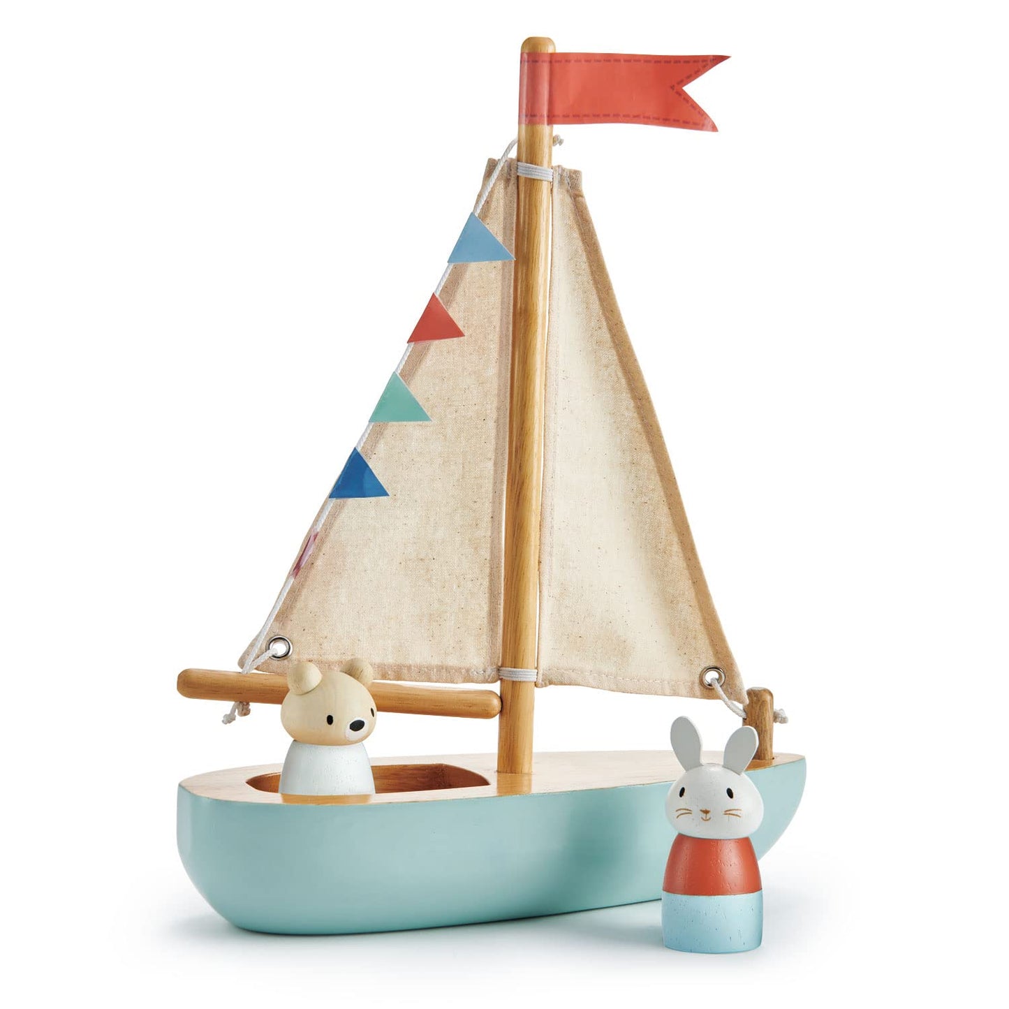 Tender Leaf Toys - Sailaway Boat - Educational Wooden Sailing Boat Play Set with 2 Animal Figures for Kids, Promotes Imaginative Play and Fine Motor
