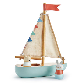 Tender Leaf Toys - Sailaway Boat - Educational Wooden Sailing Boat Play Set with 2 Animal Figures for Kids, Promotes Imaginative Play and Fine Motor