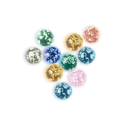Ben & Bel Glow in The Dark Glass Balls - 10 Pack Multi Coloured Spotted Balls for Ball Circuits, DIY Projects or Home Decor