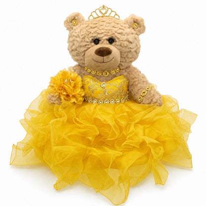 KINNEX COLLECTIONS SINCE 1997 20" Quince Anos Quinceanera Last Doll Teddy Bear with Dress (Centerpiece) ~ ARC16832-11R (Yellow)