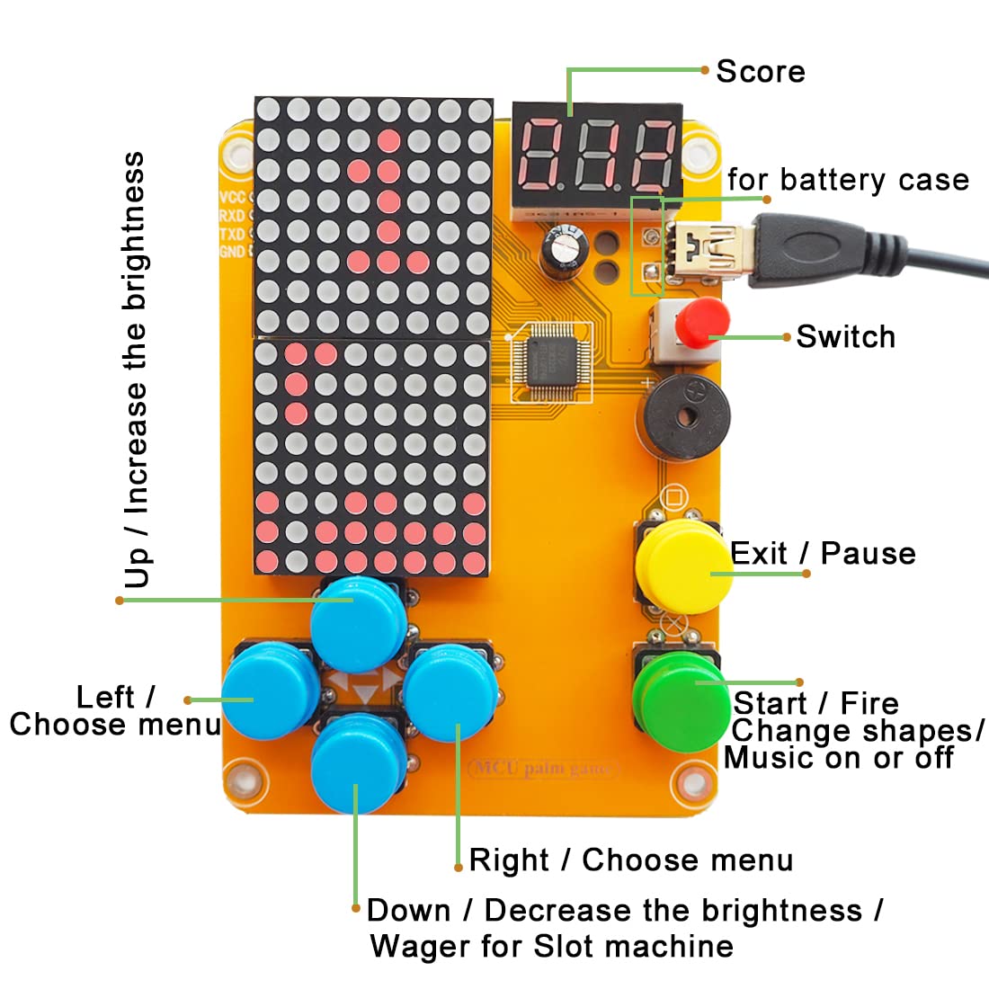 DIY Solder Project Game Kit with 5 Retro Classic Games for Electronic Soldering Practice and Learning, Comfortable Acrylic Case and Handheld Size