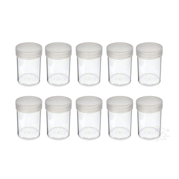 (10) Edgar Marcus Brand Round Clear Plastic (Large Dollars) Size Coin Storage Tube Holders with Screw on Lid