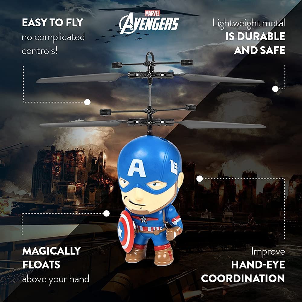 Marvel Captain America 3.5-Inch Big Head UFO Helicopter, Hand-Controlled