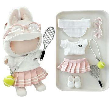 17cm Doll Clothes for Lububu Dolls, 7-Piece Sports Outfits - Top, Pants, Skirt Dress, Golf Hat, Sunglasses, Shoes, Tennis Racket, Ball Charm | Luxury