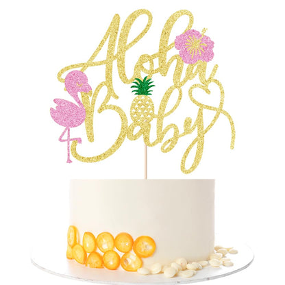 Kaoenla Flamingo Theme Aloha Baby Shower Cake Topper,