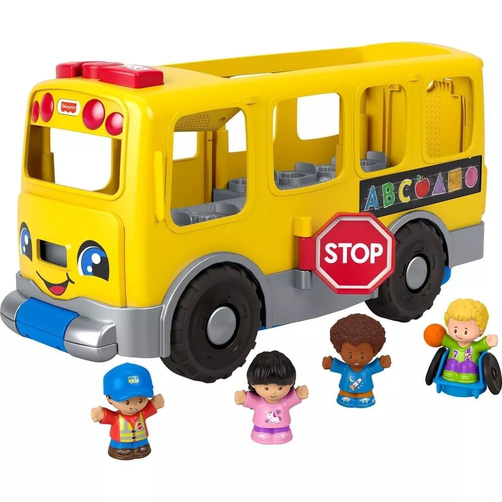 Fisher-Price Little People Toddler Learning Toy, Big Yellow Bus Musical Pull-Along Vehicle & 4 Figures for Pretend Play, Kids Ages 1+ Years