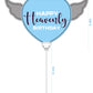 Happy Heavenly Birthday Balloon on a Stick Blue Heart with Angel Wings, Memorial Grave Decoration, in Loving Memory, Cemetery Remembrance Gift