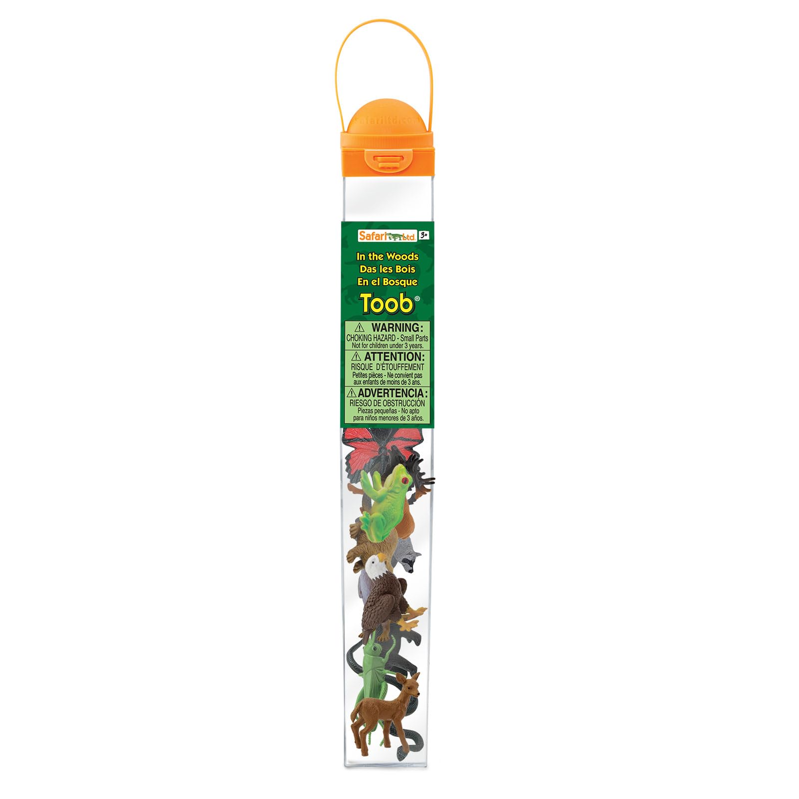 Safari Ltd In The Woods TOOB - Figurines: Elk, Otter, Monarch Butterfly, Black Bear, Snake, Eagle, Beaver, Doe, Grasshopper, Frog, Raccoon, Bison