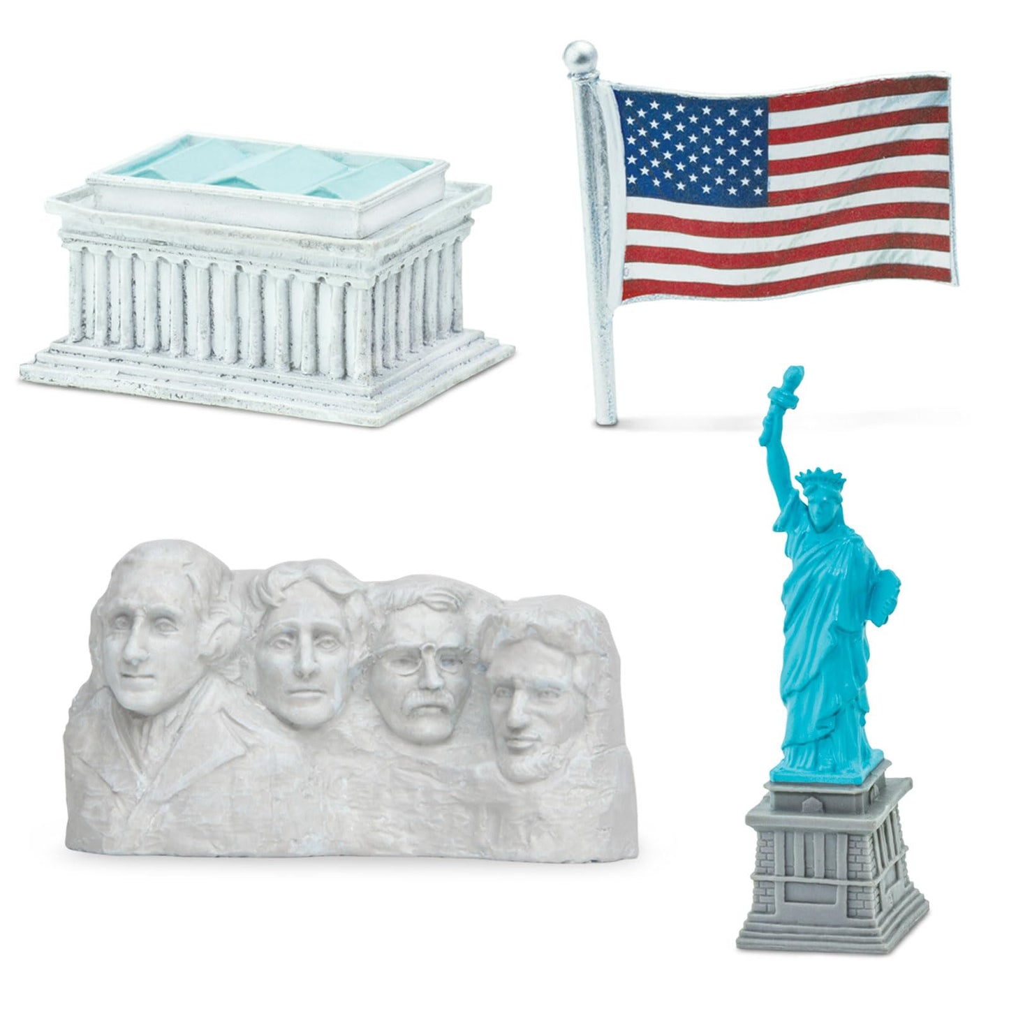 Safari Ltd. USA Super Toob - Toy Figures of Lincoln Memorial, Hoover Dam, Liberty Bell, Alamo, Mt. Rushmore, Statue of Liberty, Capital, White House