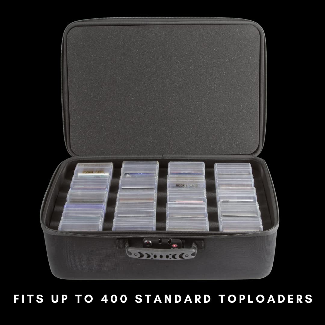 Card Titan Toploader and One Touch Trading Card Storage Box with Zipper Lock - Sports Card Deck Box Fits Up to 400 Sleeved Collectible Sports Cards or