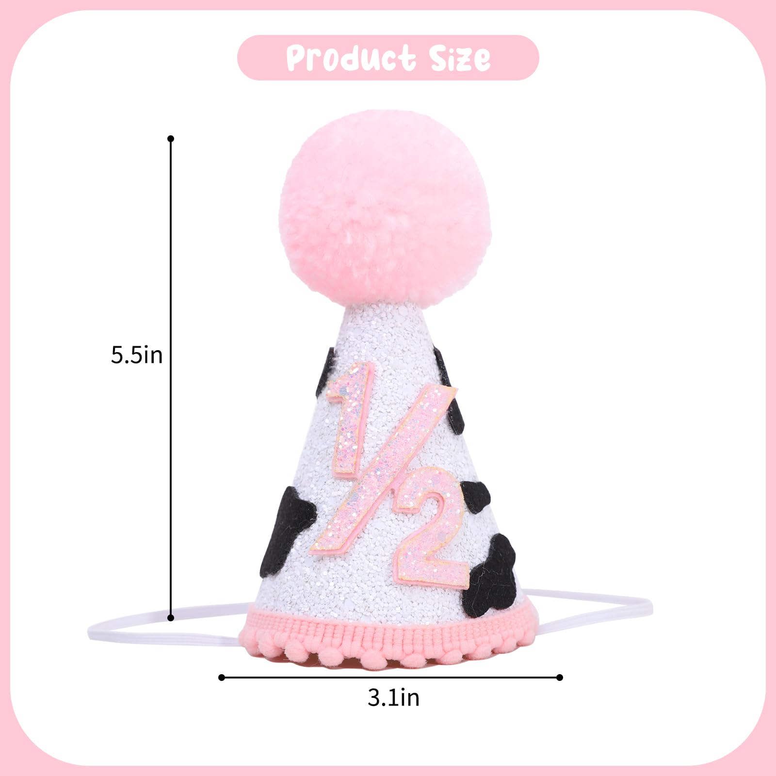 DSAANE Cow 1/2 Birthday Party Hat - Half Birthday Hat For Western Party,1/2 Birthday Party Crown For Party Decorations,Photo Props For Birthday