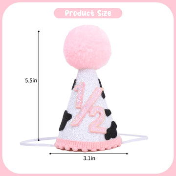 DSAANE Cow 1/2 Birthday Party Hat - Half Birthday Hat For Western Party,1/2 Birthday Party Crown For Party Decorations,Photo Props For Birthday
