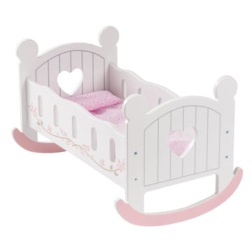 ROBUD Wooden Baby Doll Crib, Baby Doll Bed Toys, Fits Up to 18 Inch Doll Accessories, White