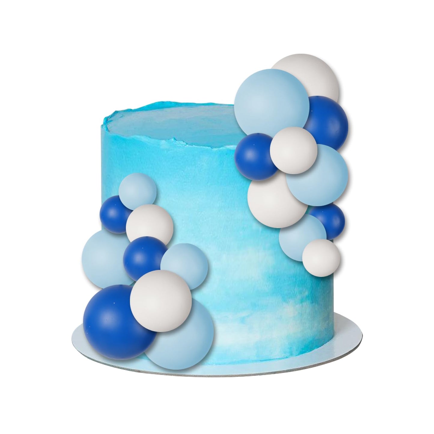 30 PCS Balls Cake Topper DIY Cake Insert Toppers Ball Cake Picks Cupcake Topper for Birthday Party Baby Shower Wedding Cake Decoration(Blue White Dark