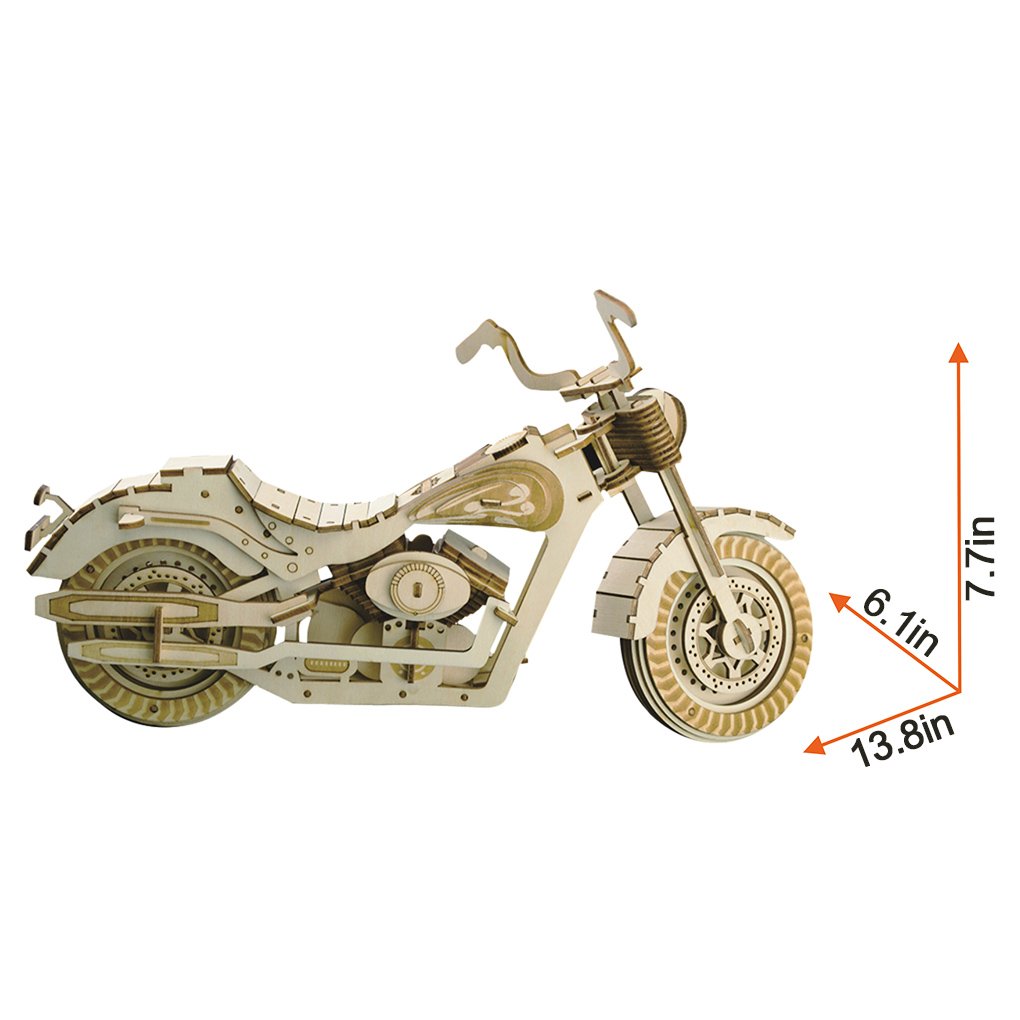 Bitopbi 3D Wooden Puzzles Laser Engraving DIY Safe Assembly Constructor Kit Toy for Teens and Adults (Motorcycle)