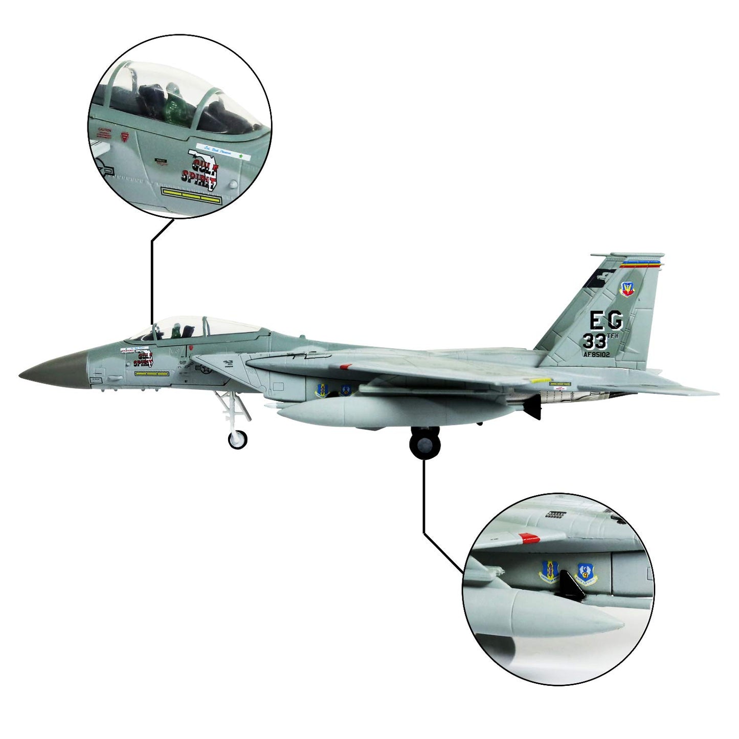 HANGHANG 1/100 Scale F-15 Eagle Fighter Attack Plane Metal Fighter Military Model Fairchild Republic Diecast Plane Model for Commemorate Collection or