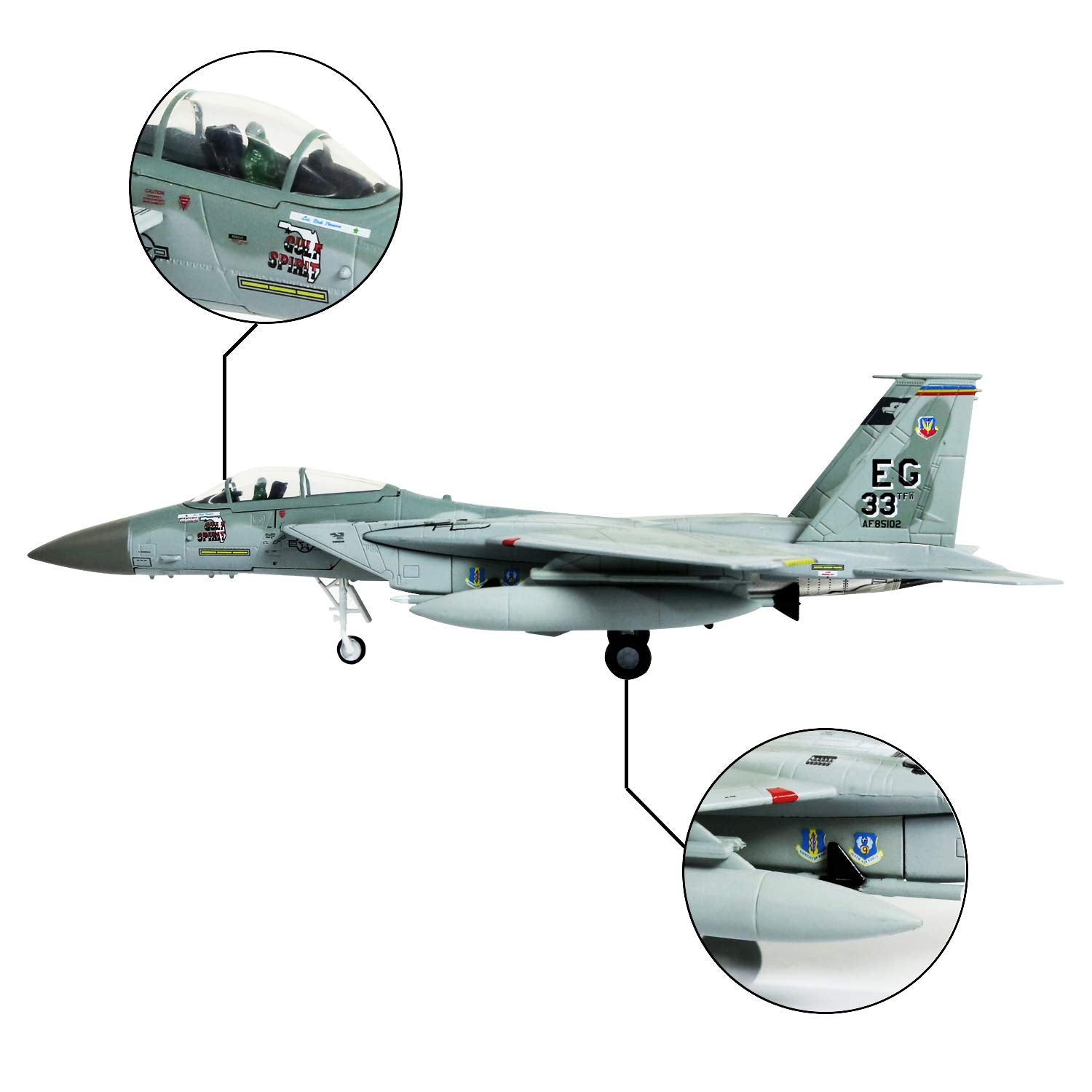 HANGHANG 1/100 Scale F-15 Eagle Fighter Attack Plane Metal Fighter Military Model Fairchild Republic Diecast Plane Model for Commemorate Collection or