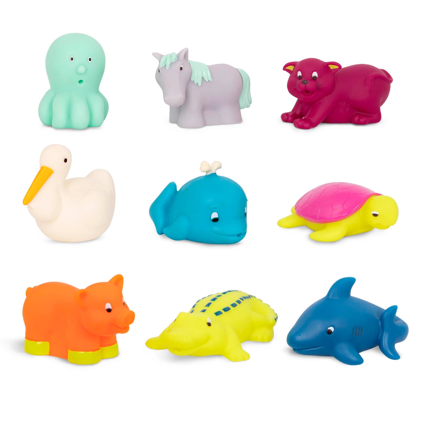 B. toys Animal Bath Squirts, Squish & Splash, 9 Water Squirts Toy