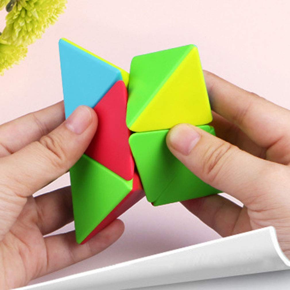 QIYI Pyramid Speed Cube 2X2 Stickless Triangle Magic Cube Puzzle Colorful