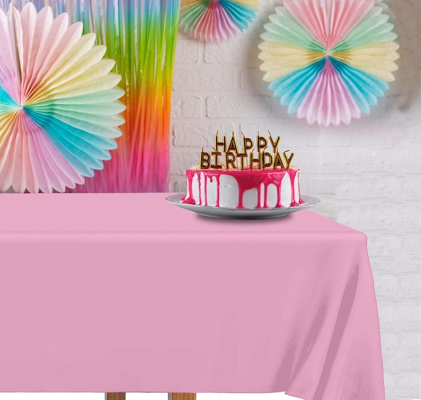 DecorRack 6 Pack Light Pink Plastic Tablecloths (Rectangular 54x108 in)