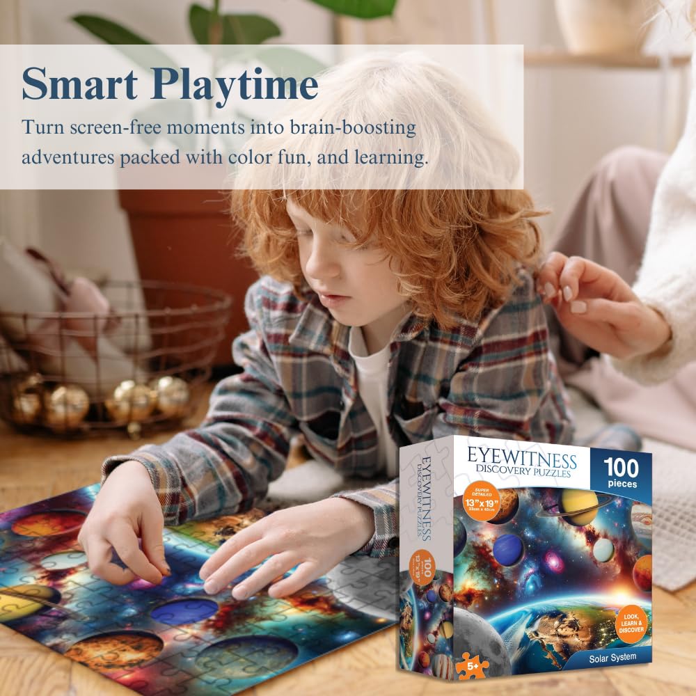 Eyewitness Discovery Puzzle Solar System, 100 Piece Jigsaw for Kids, Educational Learning Toy for Boys & Girls, Children Ages 5+