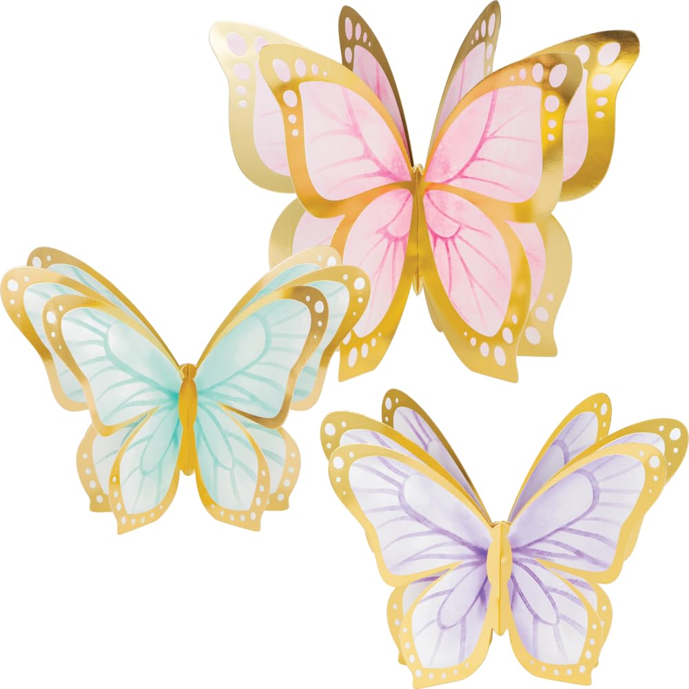 Golden Butterfly Centerpiece, 3 ct, Gold, Pink, Purple