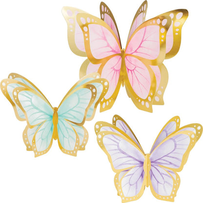 Golden Butterfly Centerpiece, 3 ct, Gold, Pink, Purple