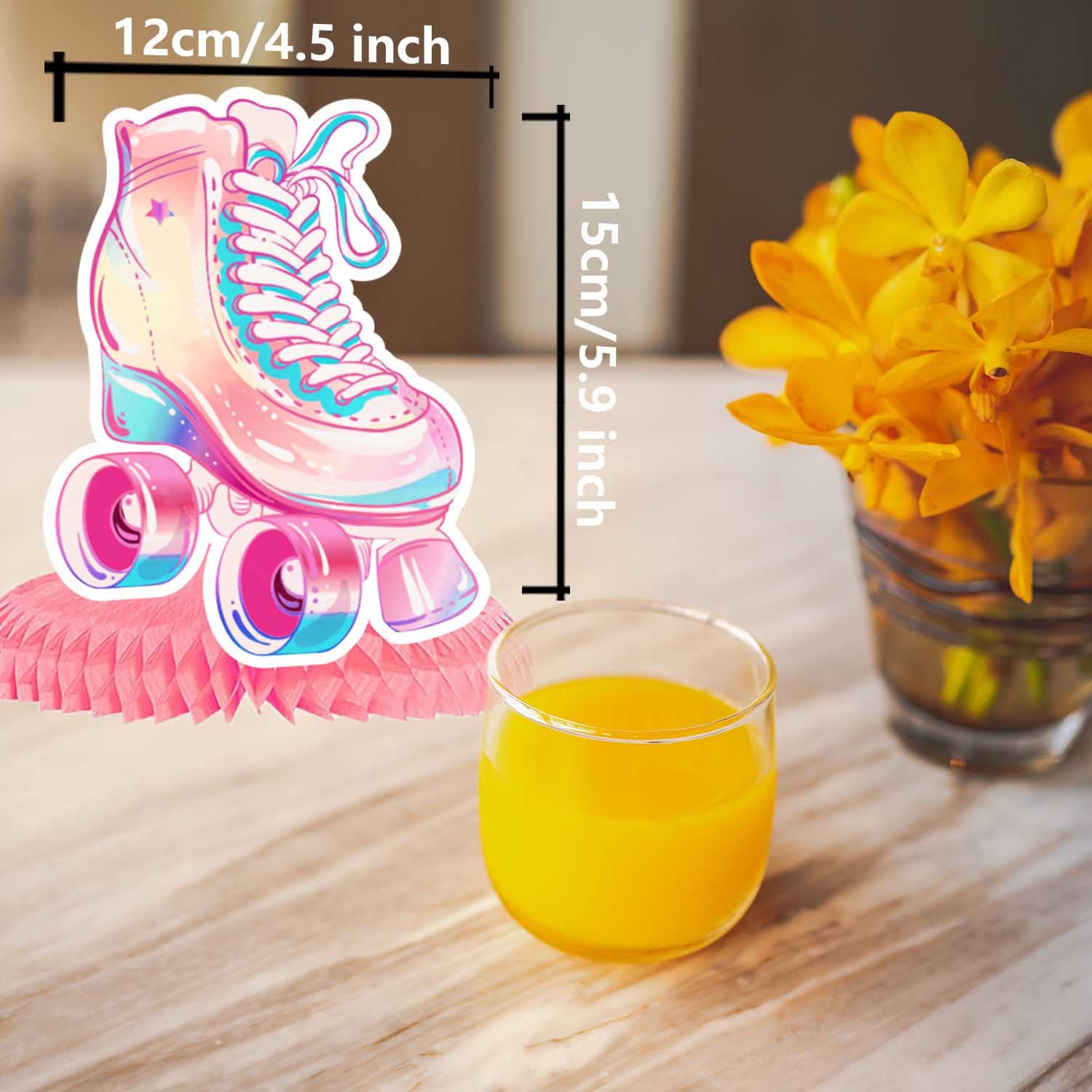 Roller Skates Honeycomb Centerpieces Retro Hip Hop Roller Skating Theme Decor Decorations for Girls Teens Skates Birthday Party Baby Shower Neon