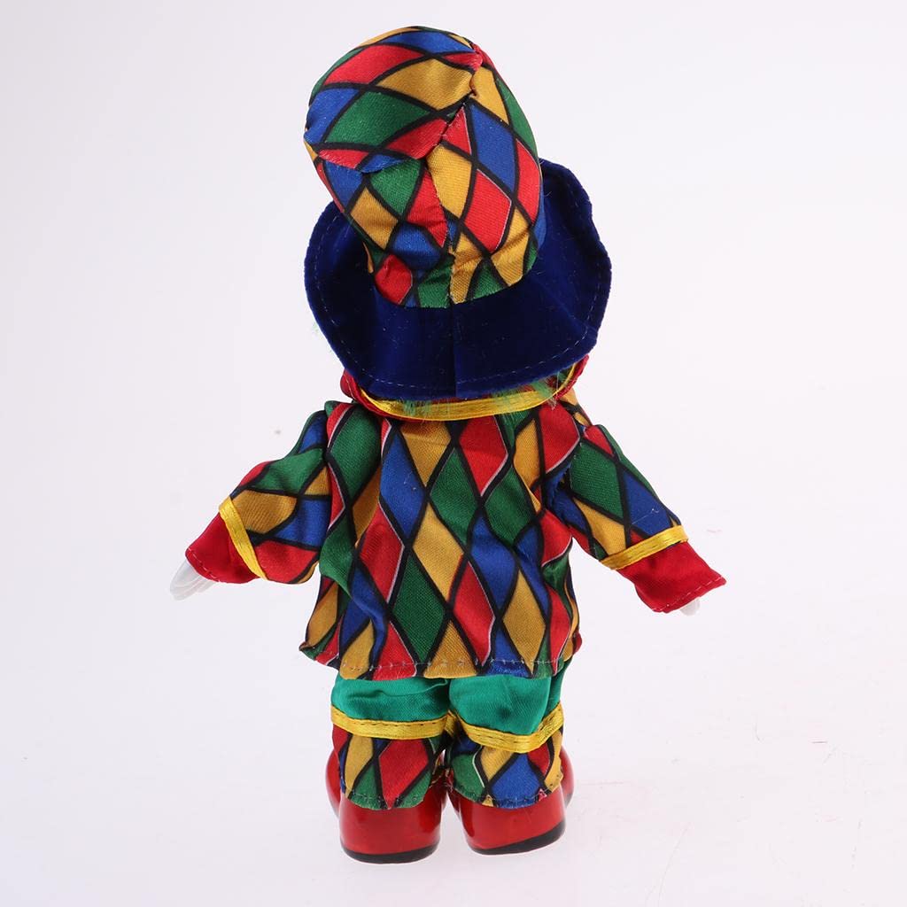 Baosity 18cm Hand Painted Porcelain Clown Doll Figure Doll Halloween Decor Ornaments