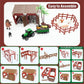 Mini Toy Barn Farm Toys Playset, 66PCS Plastic Farm Animals Figurines and Fence Farm Playset, Farm Figures Farmer Vehicle Toy Truck with Trailer
