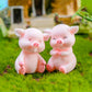 Miniature Pig Figurines 8 Pcs, Cute Pink Piggy Toy Figures Cake Toppers for Fairy Garden Decor Christmas Desk Decoration