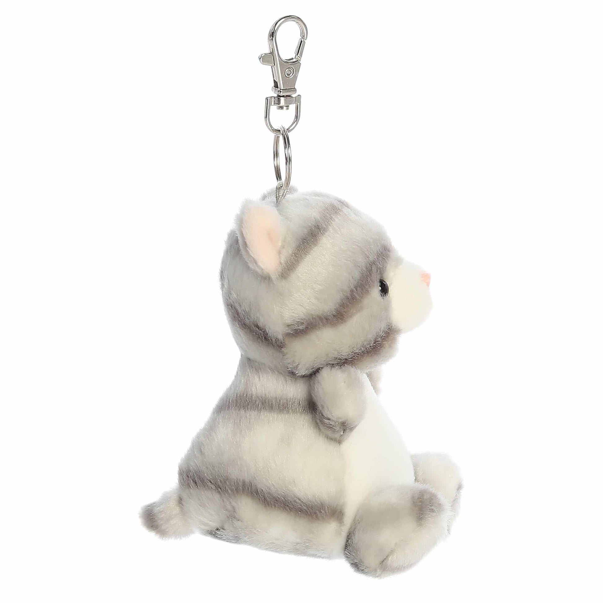 Aurora® Adorable Palm Pals™ Silver Kitty™ Clip-On- Fun Collectible Plush for Kids and Adult Collectors - Perfect for Backpacks and Birthday Gifts