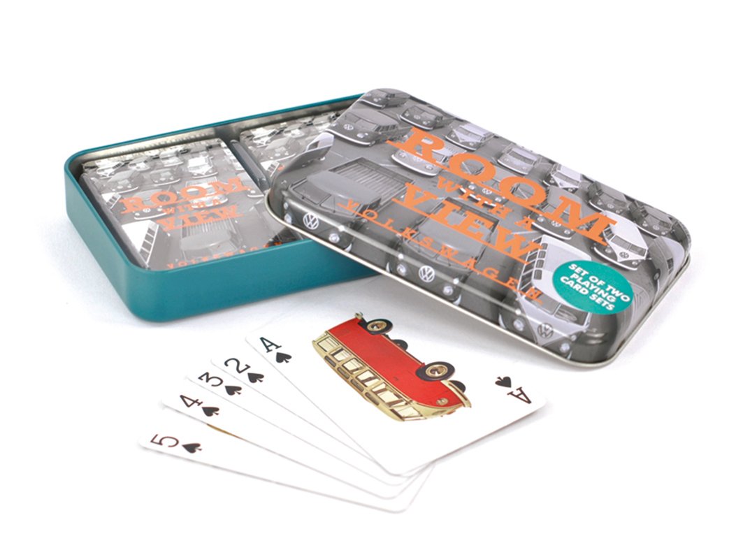 BRISA VW Collection - Volkswagen Playing Cards 2 Decks for Rummy, Bridge, Canasta with T1 Bus Campervan Motifs (Playing Cards/52 Cards/Multicolor)
