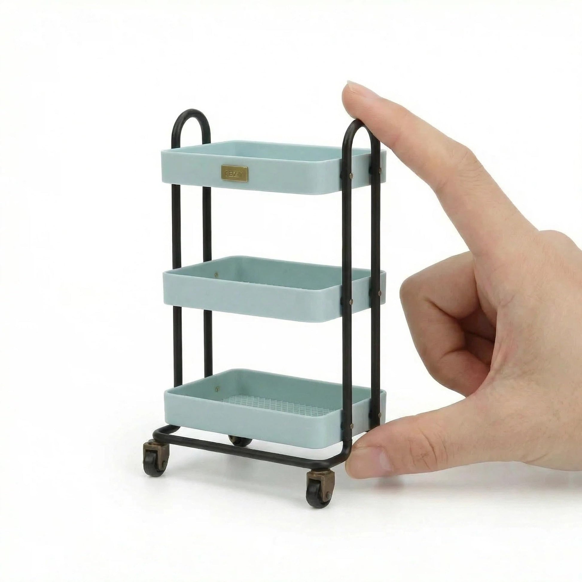 1:6 Scale Dollhouse Miniature Handcart, 3-Tier Rolling Storage Cart with Wheels for Mini Kitchen, Restaurant, Trolley Display & DIY Dollhouse