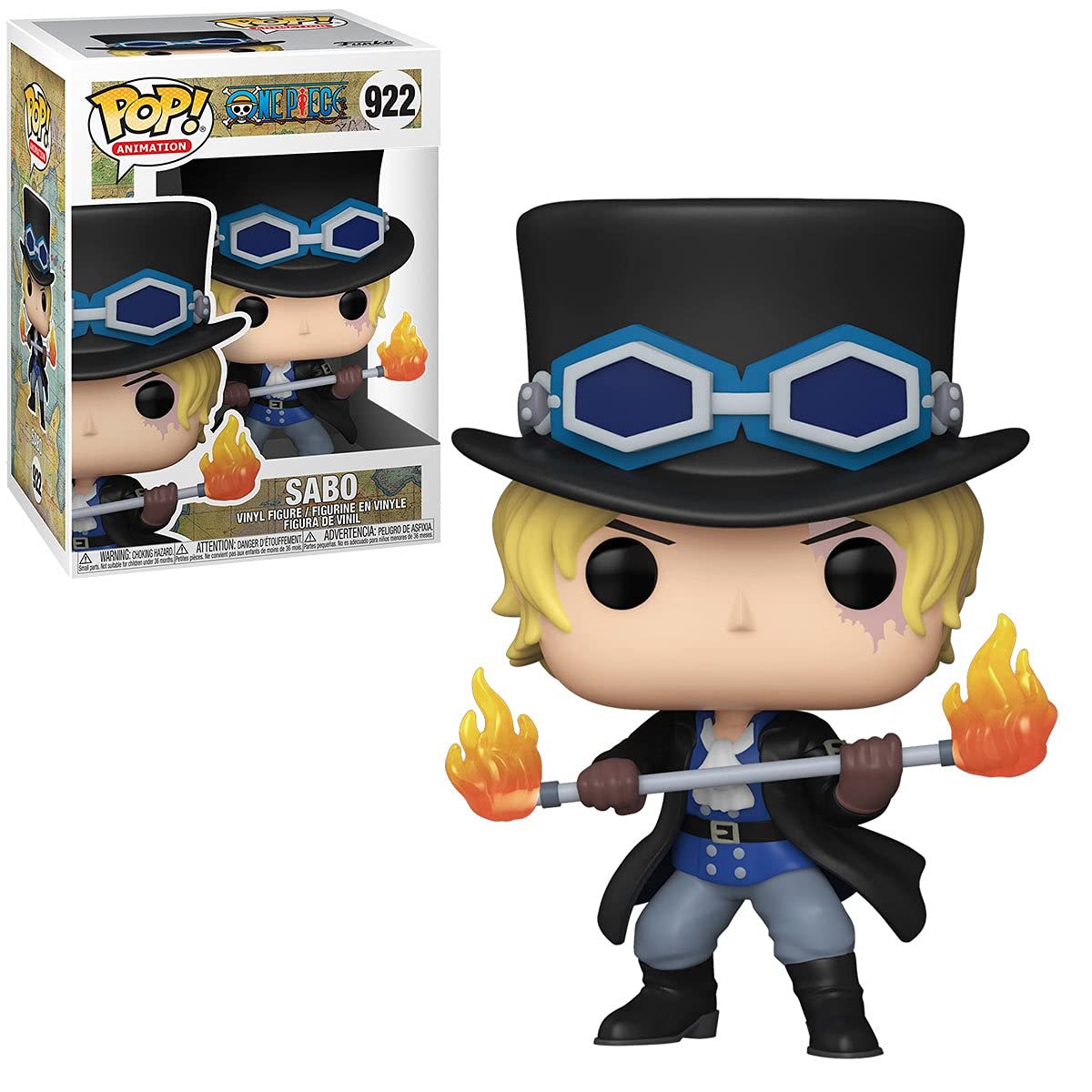 Funko Pop! Anime: One Piece - Sabo Vinyl Figure #922 (Bundled with Compatible Pop Box Protector Case), Multicolored, 3.75 inches