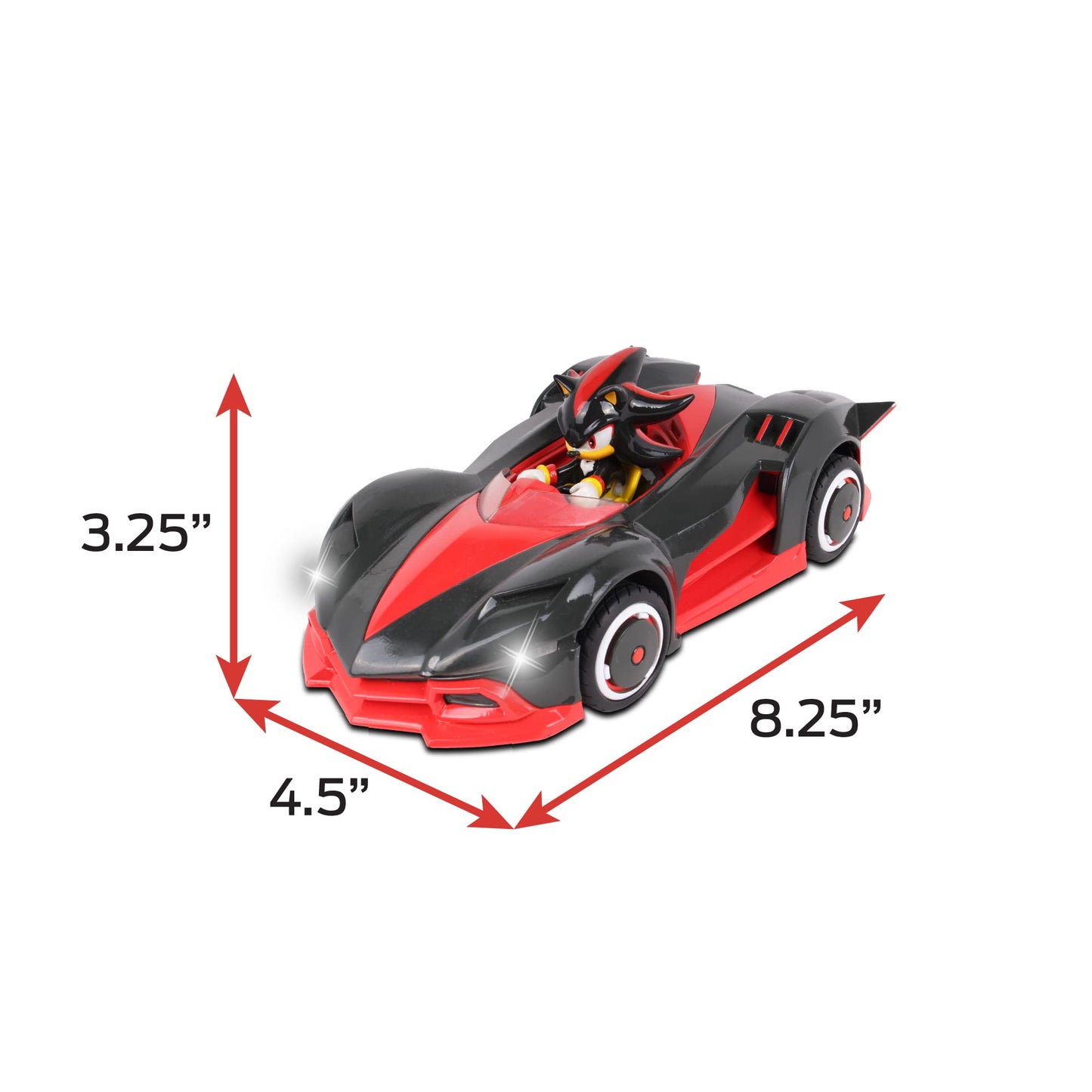 NKOK Team Sonic Racing 2.4GHz Radio Control Toy Car with Turbo Boost - Shadow the Hedgehog 602, Red, Turbo Boost Feature, Features Working Lights,