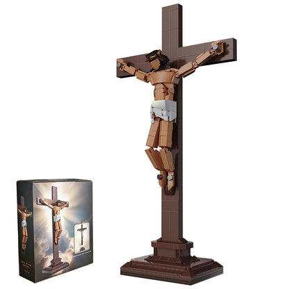 Kkogleam Jesus Crucifixion Building Blocks Set, Christian Cross Display Model (588 Pieces), Bible Story Model for Home Church Office Decor, Jesus