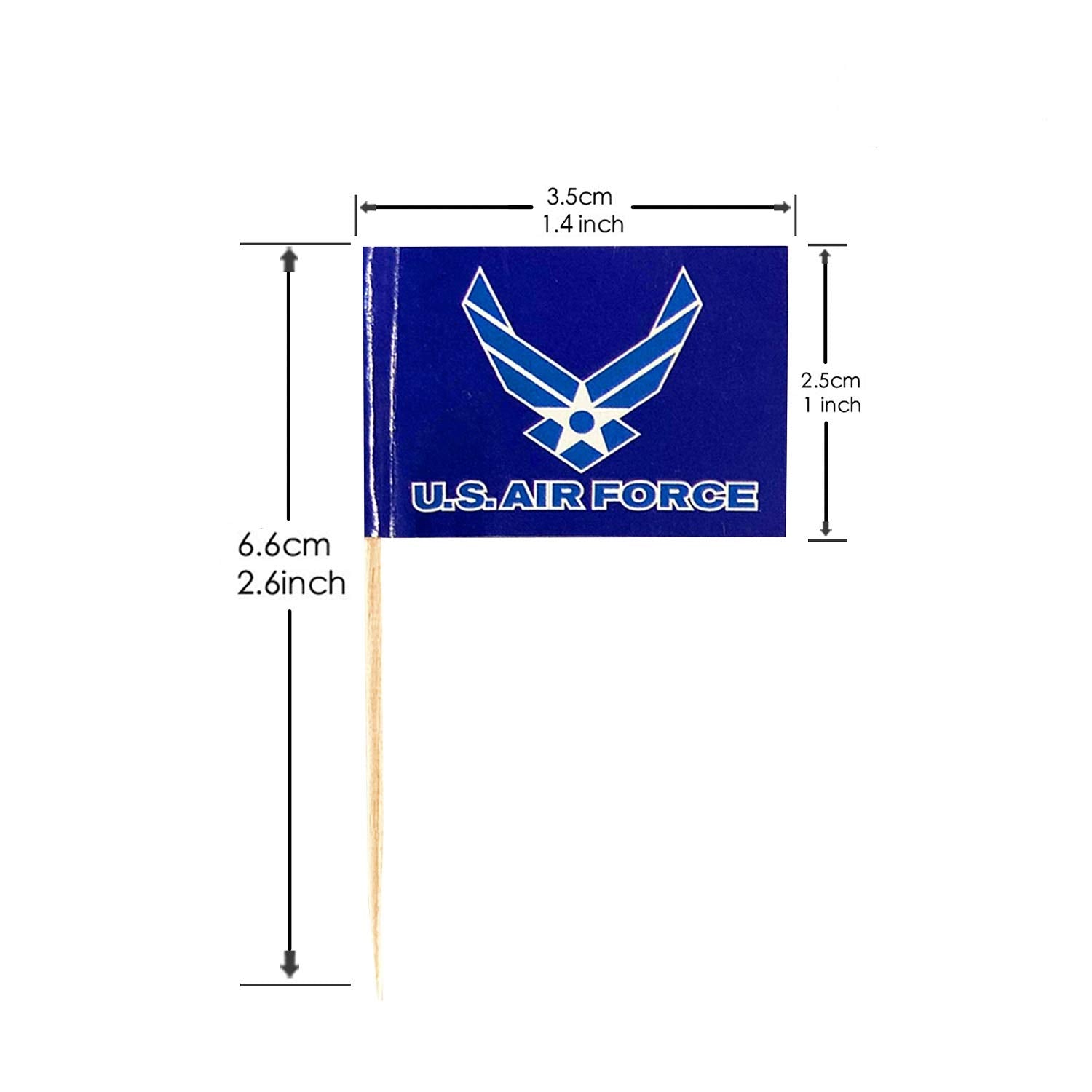JAVD 100 Pcs US Air Force Wings Cake Topper Flag, Small Mini United States Military Air Force Wings Toothpick Flags On Stick,Decorations Supplies